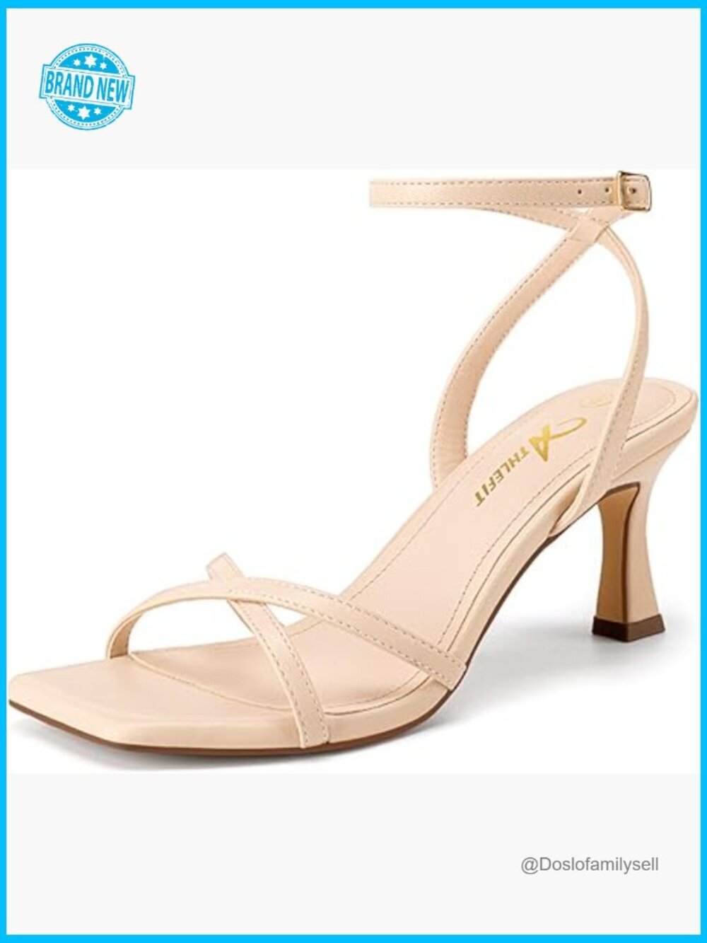 Kitten Heels Square Open Toe Strappy Heeled Sandals Ankle Strap Dress Heels